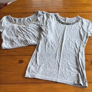 Gray LOFT T-Shirts with Embellished Neckline